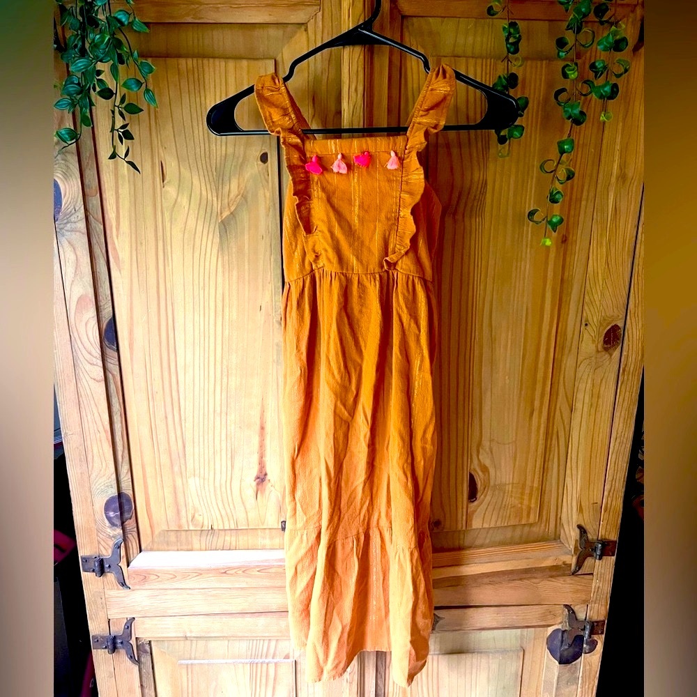 Target Orange Dress with Pink Tassels